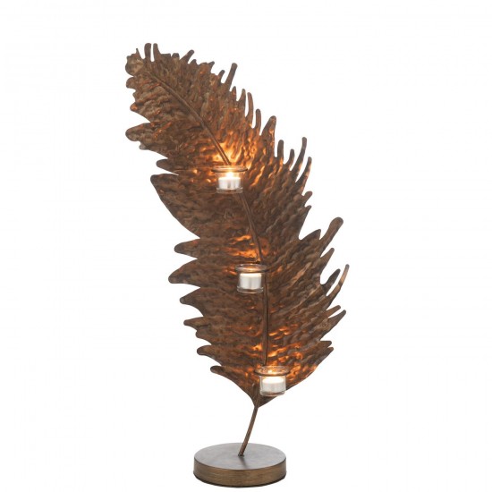 J Line Porte Bougie Feuille Metal Verre Marron JLine 45981 by Jolipa 45981.