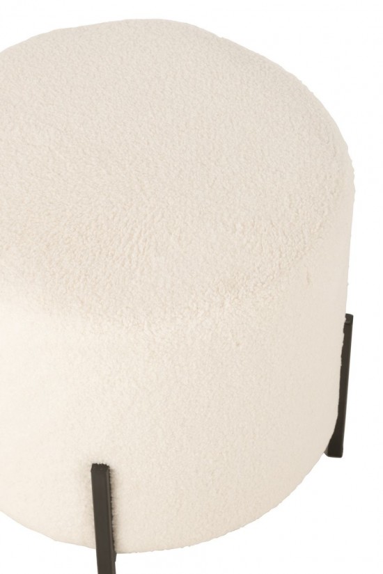 Jolipa Tabouret Mouton Tissu Mousse Blanc.