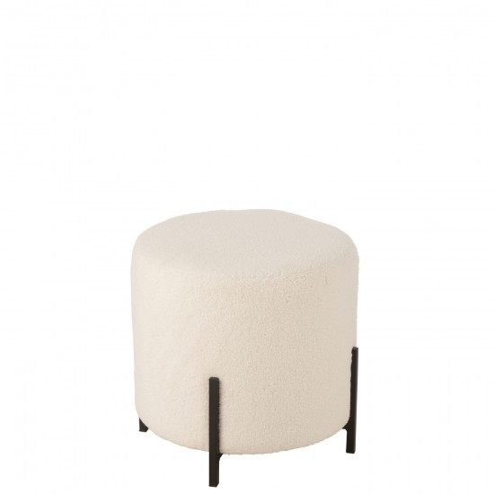 J Line Tabouret Mouton Tissu Mousse Blanc JLine 45984 by Jolipa 45984.