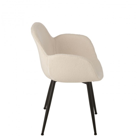 J-Line J Line chaises de repas Jolipa Chaise Tissu Metal Blanc.