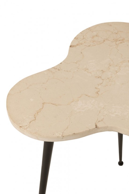 Jolipa Set 3 Table Gigogne Abeille Marbre Metal Blanc Noir.