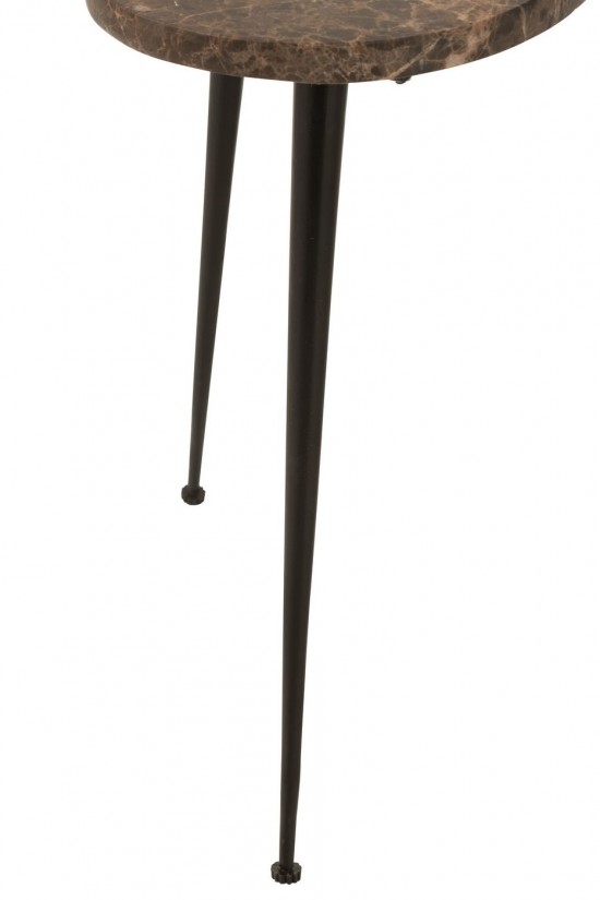J-Line J Line tables d appoint bouts de canapé Jolipa Set 3 Table Gigogne Abeille Marbre Metal Marron Noir.