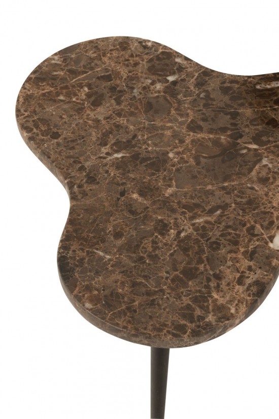 Jolipa Set 3 Table Gigogne Abeille Marbre Metal Marron Noir.