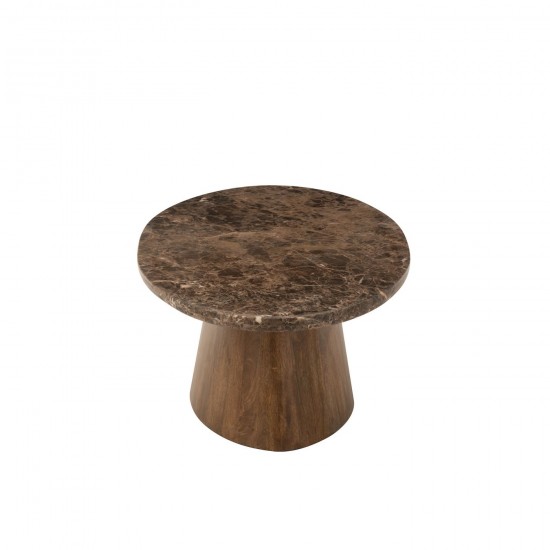 J-Line J Line tables de salon basse Jolipa Table Basse Ovale Marbre Bois De Manguier Marron.