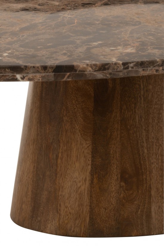 Jolipa Table Basse Ovale Marbre Bois De Manguier Marron.