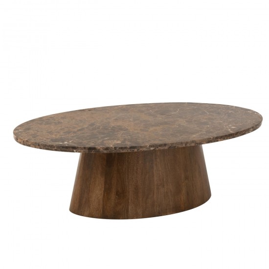 J Line Table Basse Ovale Marbre Bois De Manguier Marron JLine 45996 by Jolipa 45996.