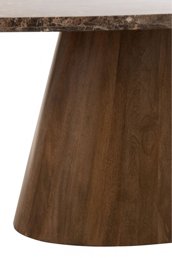 Jolipa Table A Manger Ovale Marbre Bois De Manguier Marron.