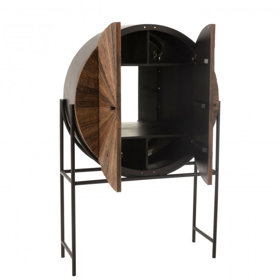 J Line Armoire Bar Shanil Bois Recycle Mdf Marron Noir JLine 45998 by Jolipa 45998.