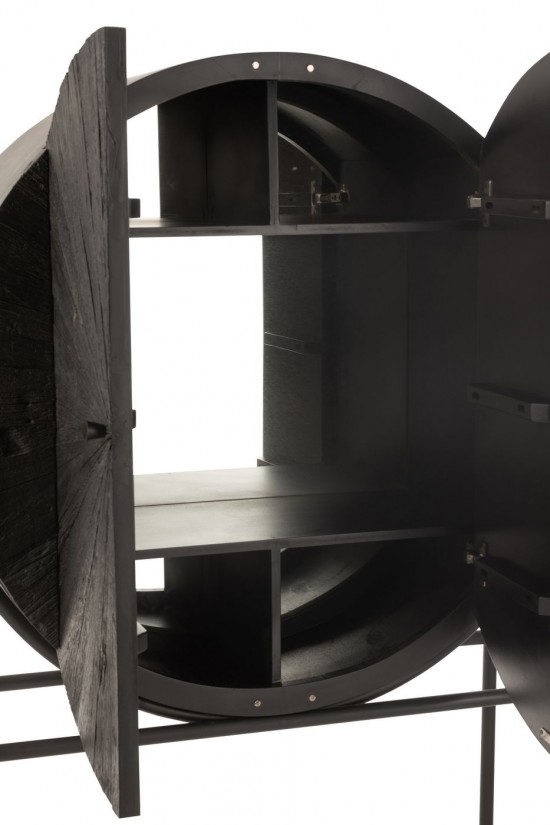 J-Line Armario Bar Shanil Madera Reciclada/Mdf Negro.