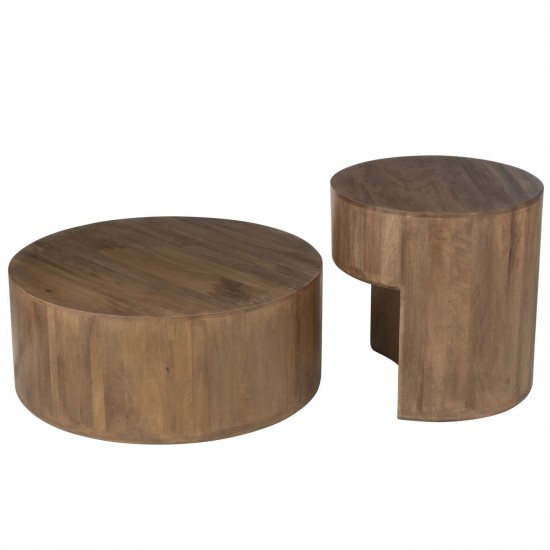 J-Line J Line tables de salon basse Jolipa Set De 2 Table Toge Bois De Manguier Brun.