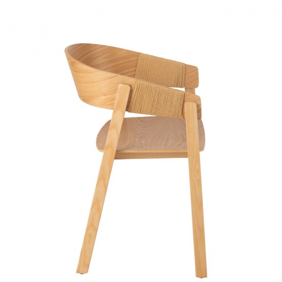 J-Line J Line chaises de repas Jolipa Chaise Naga Bois De Frene Corde Naturel.