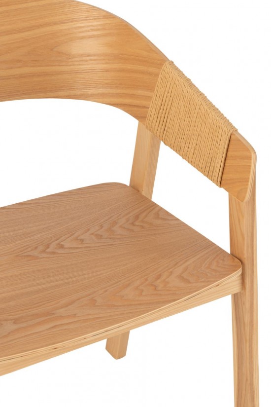 J-Line J Line chaises de repas Chaise Naga Bois De Frene Corde Naturel.