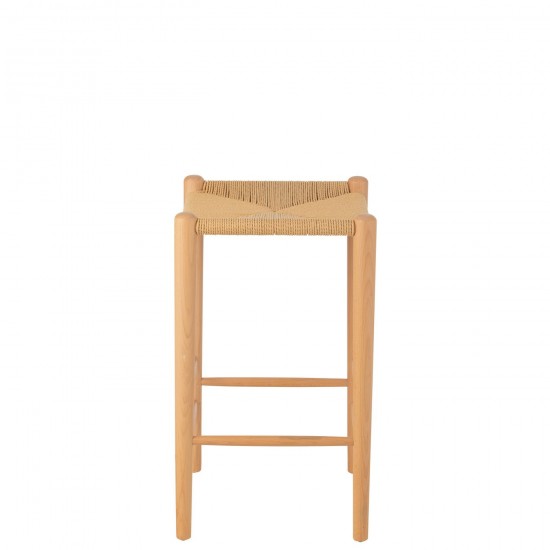 J-Line J Line chaises tabourets de bar Jolipa Chaise De Bar Orient Bois De Hetre Corde Naturel.