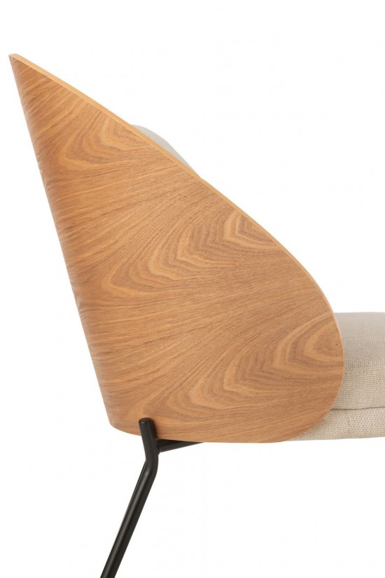 J-Line Sedia Lounge Lone Legno Compensato/Metallo Naturale/Beige.