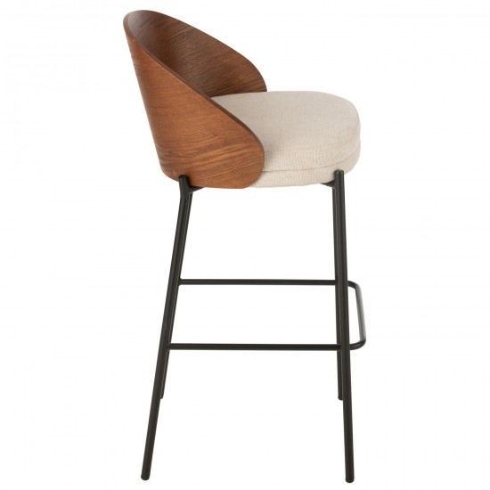 J-Line J Line chaises tabourets de bar Jolipa Chaise De Bar Lone Contreplaque Metal Marron Beige.