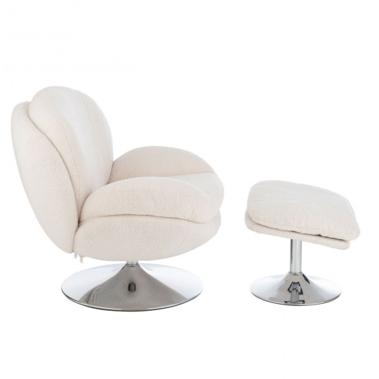 J-Line J Line chaises lounges Jolipa Siege Relax Repose Pieds Metal Contreplaque Creme Argent.