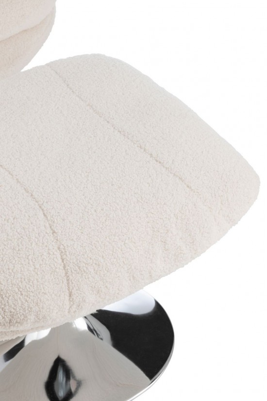 J-Line J Line chaises lounges Siege Relax Repose Pieds Metal Contreplaque Creme Argent.