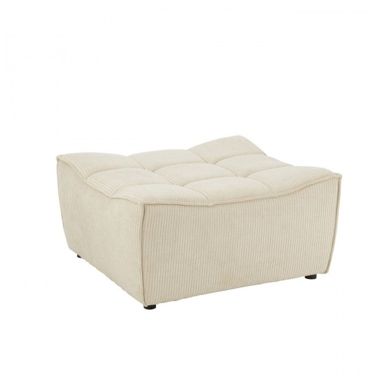 J Line Pouf Grid Bois De Peuplier Mousse Biege JLine 46044 by Jolipa 46044.