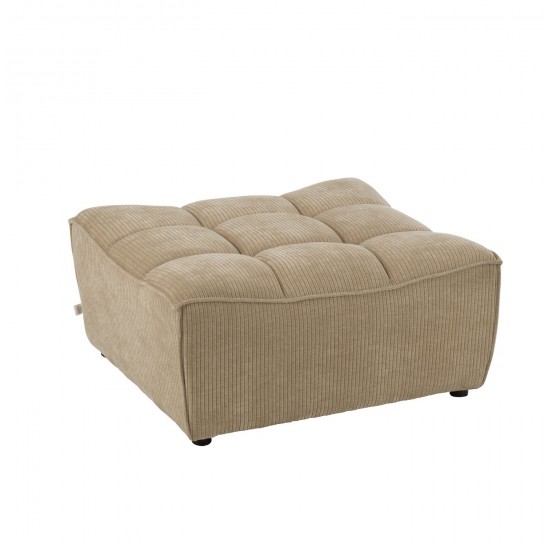 J Line Pouf Grid Bois De Peuplier Mousse Beige Fonce JLine 46051 by Jolipa 46051.