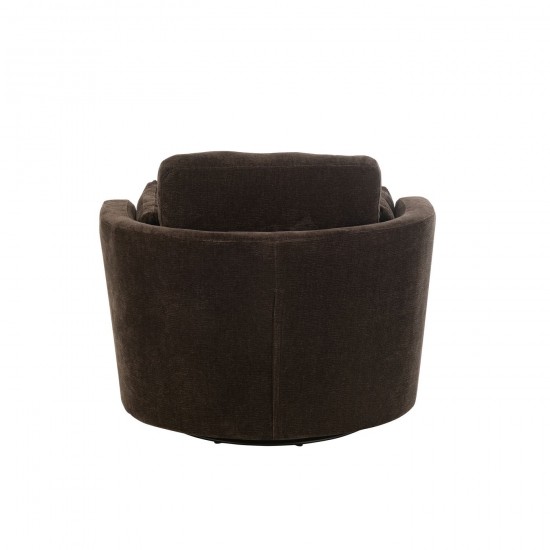 Jolipa Fauteuil Pivotant Bois De Peuplier Mousse Marron Fonce.