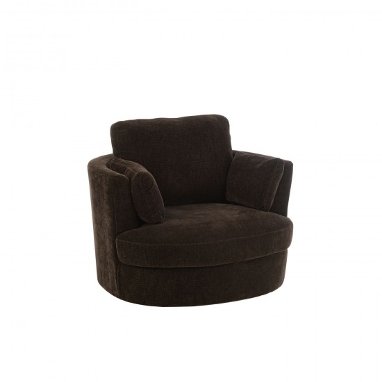 J Line Fauteuil Pivotant Bois De Peuplier Mousse Marron Fonce JLine 46064 by Jolipa 46064.