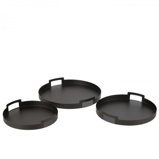 J Line Set De 3 Plateau Rond Metal Noir JLine 46187 by Jolipa 46187.