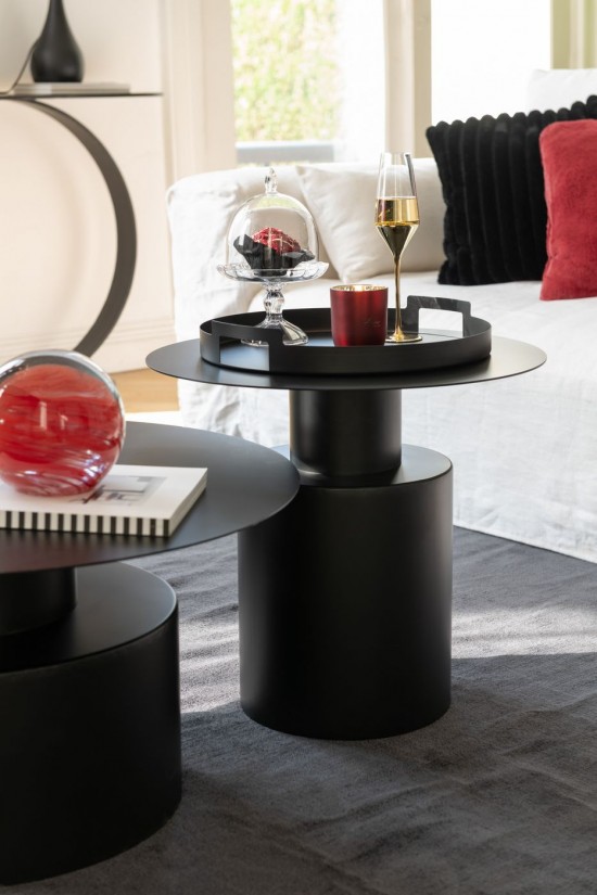 Jolipa Table Gigogne Rond Metal Noir.