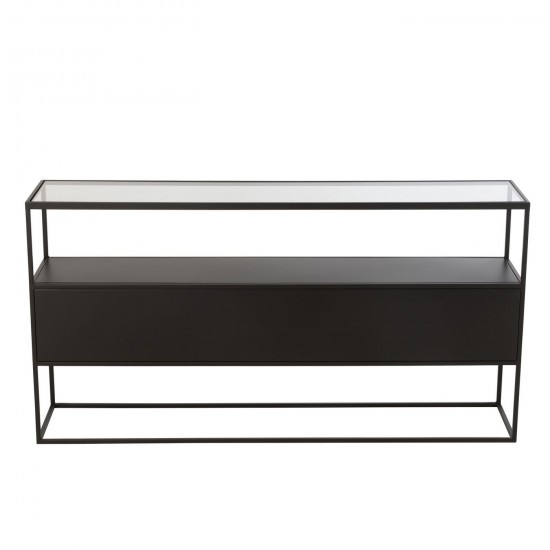 Jolipa Console Carré Metal Verre Noir.