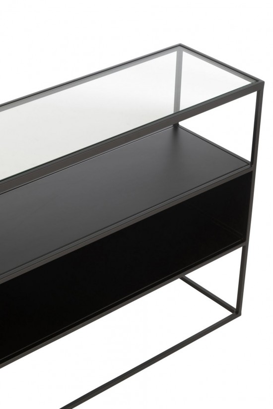 J-Line J Line tables de drapier murales Console Carré Metal Verre Noir.