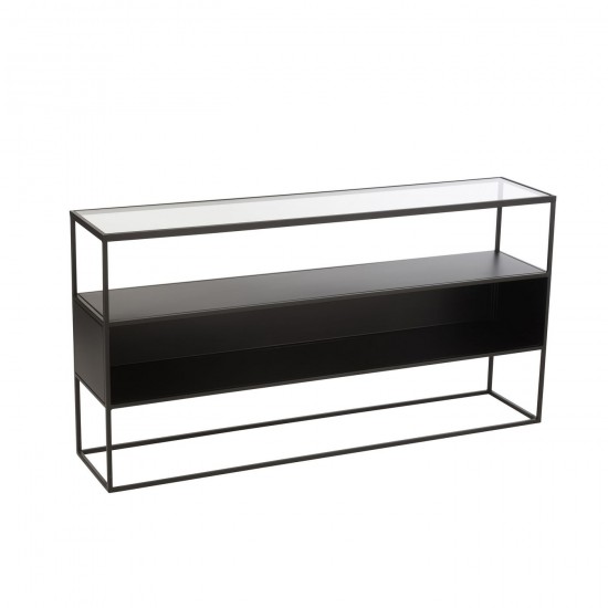 J Line Console Carré Metal Verre Noir JLine 46194 by Jolipa 46194.