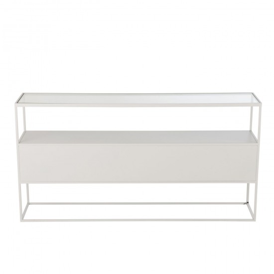 Jolipa Console Carré Metal Verre Blanc.