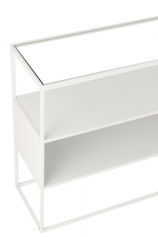 J-Line J Line tables de drapier murales Console Carré Metal Verre Blanc.