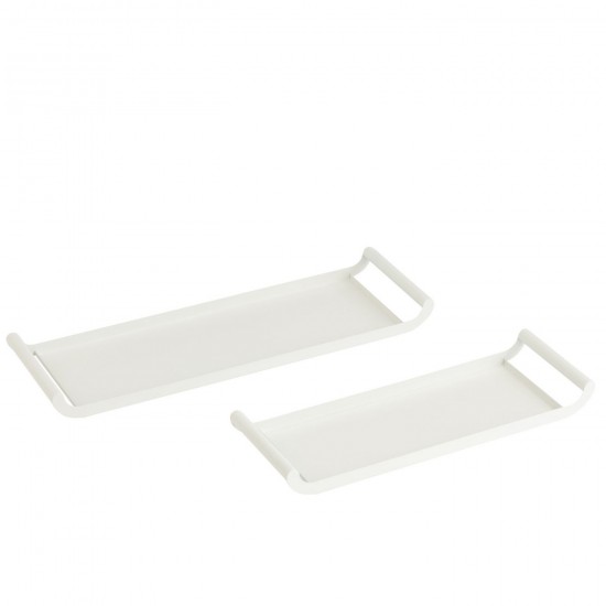 J Line Set De 2 Plateau Rectangle Metal Blanc JLine 46255 by Jolipa 46255.