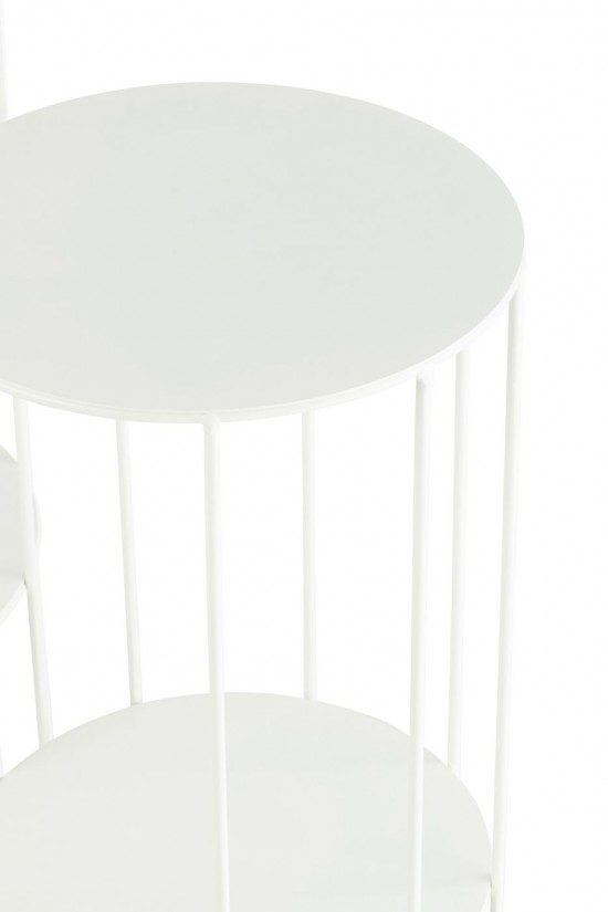 J-Line J Line socle carre bois piédestal Jolipa Set De 3 Stand De Fleurs Metal Blanc.