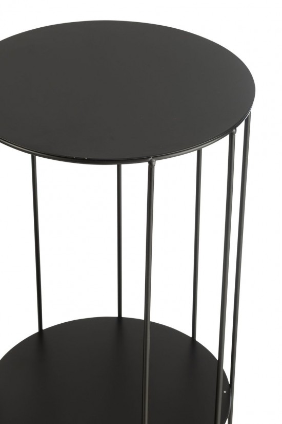 J-Line J Line socle carre bois piédestal Jolipa Set De 3 Stand De Fleurs Metal Noir.