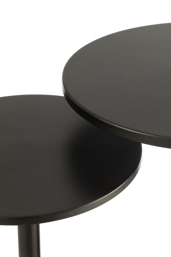 Jolipa Set De 2 Table Gigogne Rond Metal Noir.