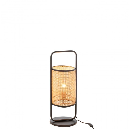 J Line Lampe Sur Pied Metal Rotin Noir Naturel Small JLine 46292 by Jolipa 46292.