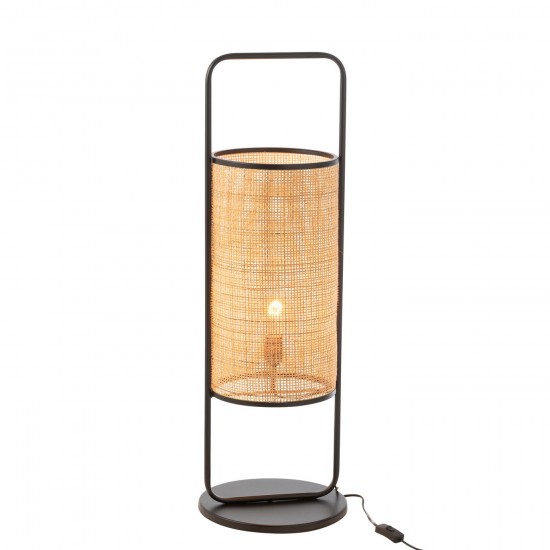 J Line Lampe Sur Pied Metal Rotin Noir Naturel Large JLine 46293 by Jolipa 46293.