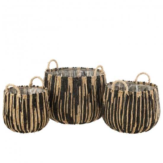 J Line Set De 3 Panier Maste Mais Fer Noir Naturel JLine 46303 by Jolipa 46303.