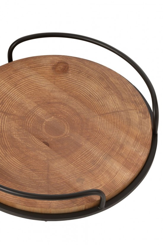 Jolipa Set De 2 Plateau Mdf Fer Naturel Noir.