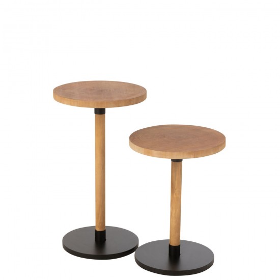 J Line Set De 2 Table Gigogne Ron Mdf Bois De Pin Naturel Noir JLine 46318 by Jolipa 46318.