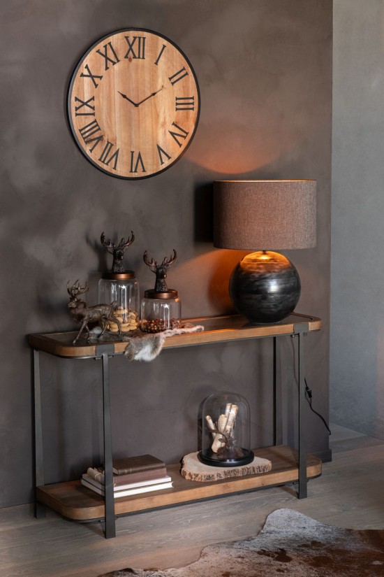 Jolipa Horloge Murale Nue Mdf Fer Naturel Large.
