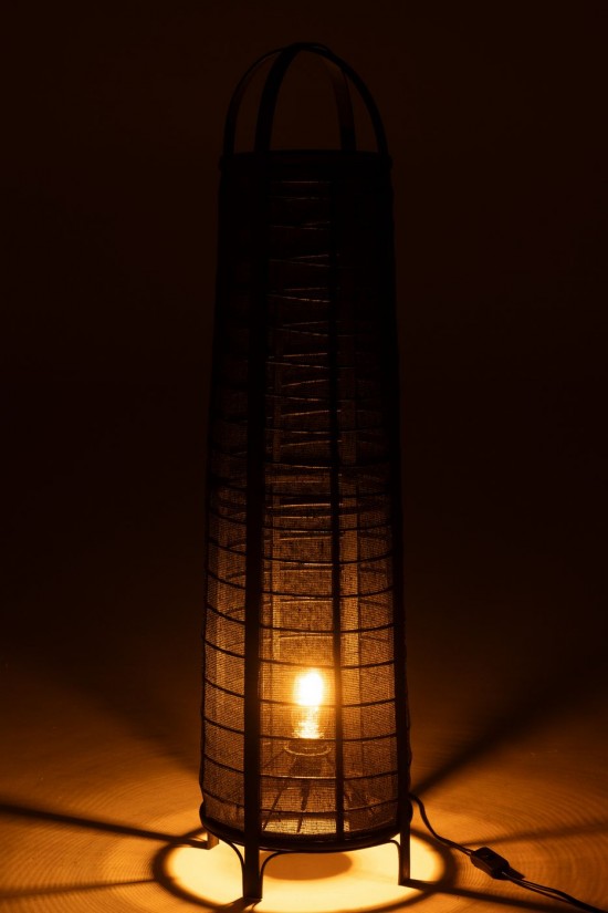 J-Line J Line Lampadaires Lampes Raides Debouts Sur Pied De Sol Jolipa Lampe Don Coton Bambou Noir.