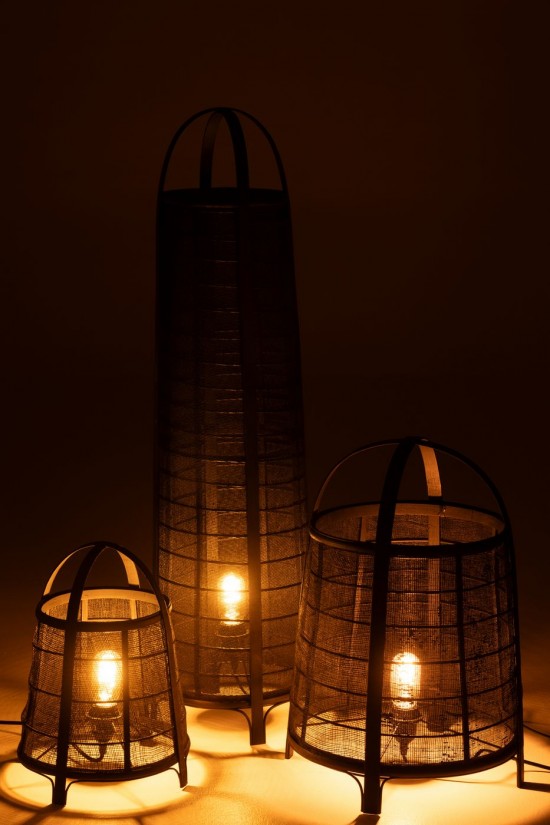 J-Line J Line Lampadaires Lampes Raides Debouts Sur Pied De Sol Lampe Don Coton Bambou Noir.