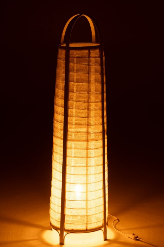 J-Line J Line Lampadaires Lampes Raides Debouts Sur Pied De Sol Jolipa Lampe Don Coton Bambou Blanc.