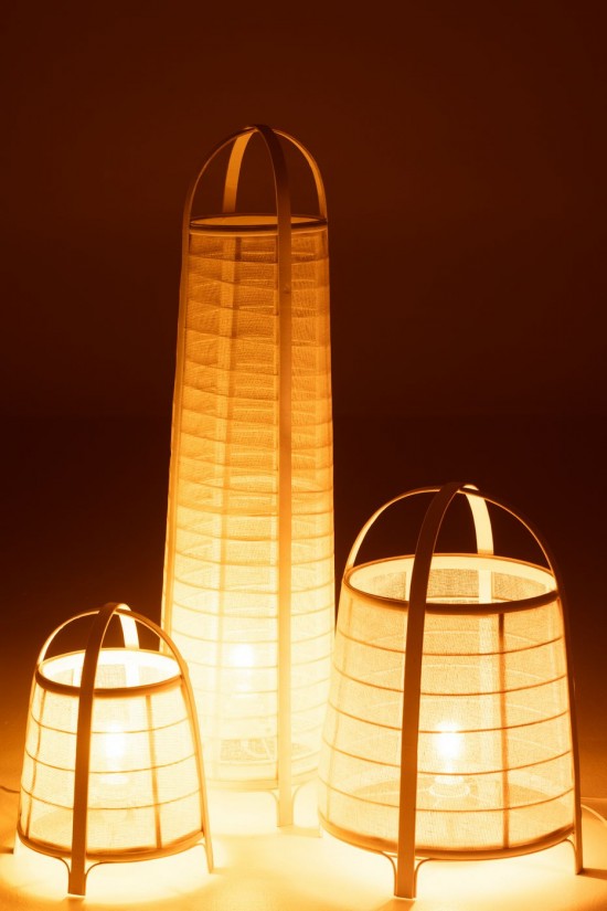 J-Line J Line Lampadaires Lampes Raides Debouts Sur Pied De Sol Lampe Don Coton Bambou Blanc.