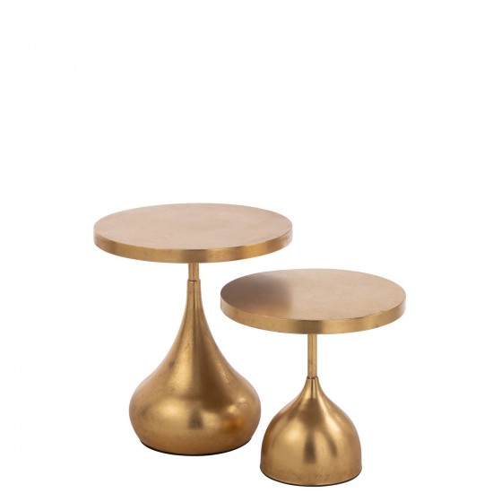 J Line Set De 2 Table Gigogne Goutte Metal Or JLine 46440 by Jolipa 46440.
