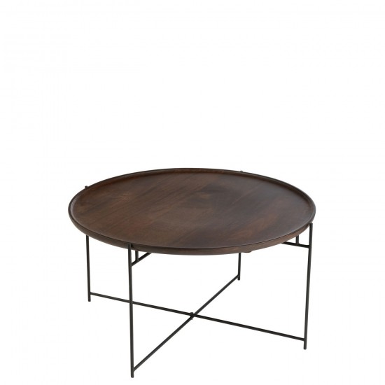 J Line Table Rond Fer Bois De Manguier Brun Noir JLine 46486 by Jolipa 46486.