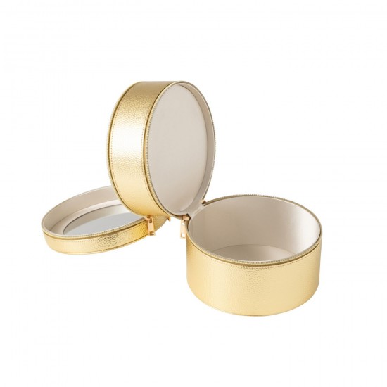 J-Line J Line Porte bijoux. Boîte à bijoux. Boîtes à bijoux Jolipa Boite Pour Cosmétiques Rond Miroir Cuir Artificiel Or.
