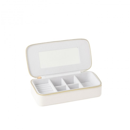 J Line Boite A Bijoux Rectangle Miroir Cuir Artificiel Blanc JLine 46537 by Jolipa 46537.